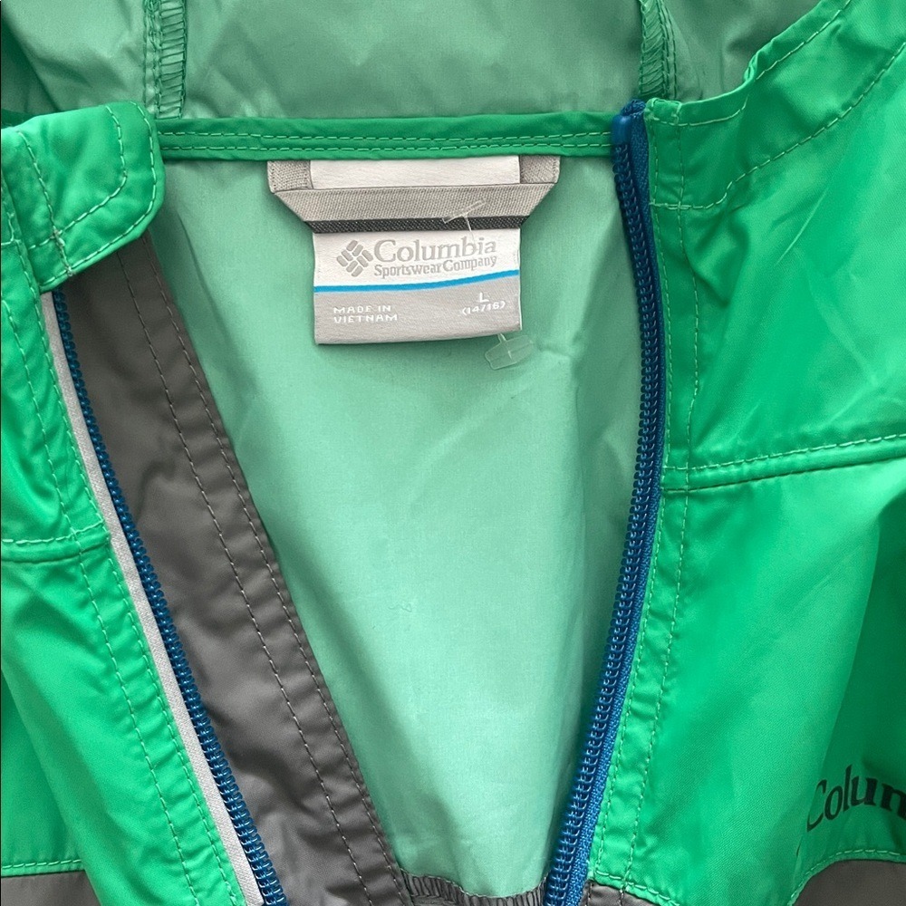 Columbia Youth Green Gray Raincreek Falls Raincoat Jacket Large 14/16 NWT - Picture 5 of 6